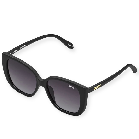 QUAY Ever After Sunglasses Matte Black Frame Smoke Gradient Lenses Large NWT - Picture 4 of 10